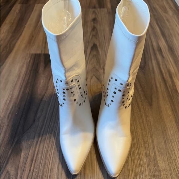 Oasis Society‎ Paris White Studded Cowboy Boots Women’s size 10 western festival - Picture 5 of 10